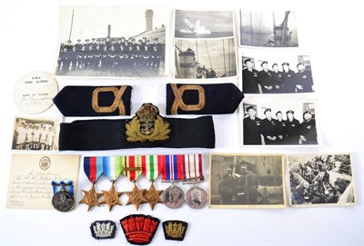 Lot 2 - A Second World War Naval Long Service Group of Six Medals, to T/LT J W DUNNINGHAM RNVR, of...