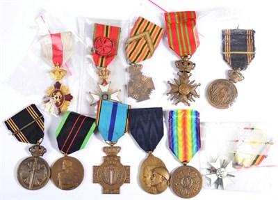Lot 20 - A Collection of Eleven Belgian First/Second World War Medals, of Croix de Guerre, Victory...