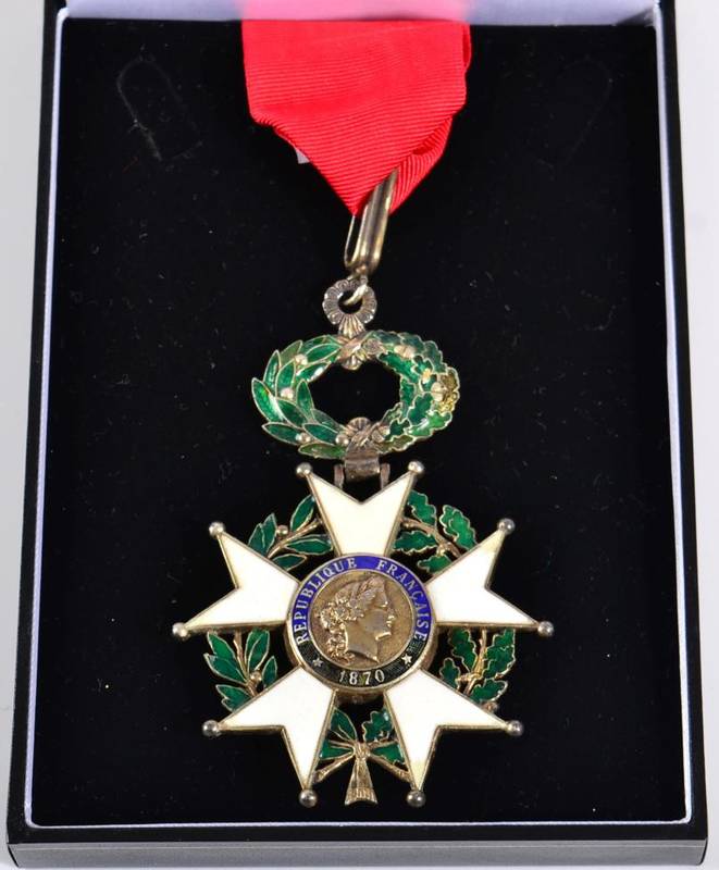 Lot 23 - A French Legion d'Honneur 1870-1951 Commander's Neck Badge, in silver gilt and enamel (some loss of