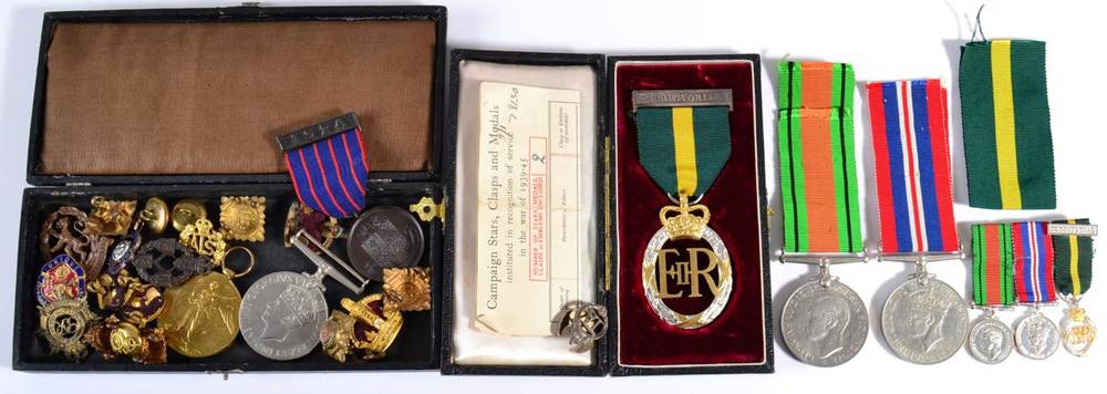 Lot 57 - Assorted Medals, Badges and Buttons, including a Second World War Pair and Elizabeth II...