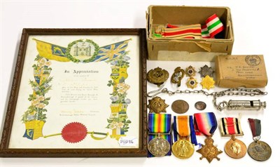 Lot 59 - A First / Second World War Family Group of Medals, comprising a First World War trio, to...