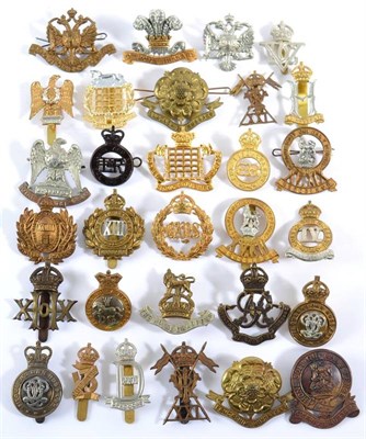 Lot 74 - A Collection of Thirty Cap Badges, mainly Cavalry, in brass, bimetal, white metal, bronze and...