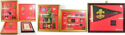 Lot 113 - The King's Regiment - a collection of related items including five helmet plates, three belt...
