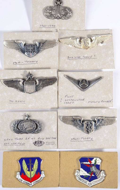 Lot 161 - A Collection of Five USAAF Wings:- Senior Pilot, marked I-21; Navigator/Observer and Flight...