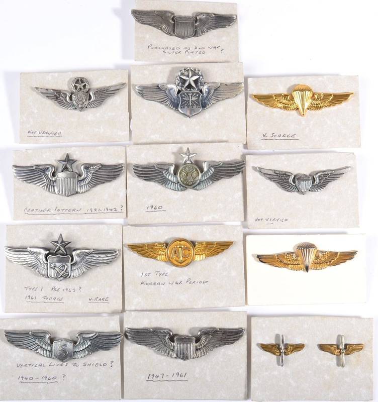 Lot 169 - Nine USAAF Breast Badges, to Commander Combat Aircrew; Senior Aircrew Member; Basic Combat...