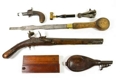 Lot 177 - A Small Quantity of Militaria, comprising an 18th century Spanish flintlock holster pistol af;...