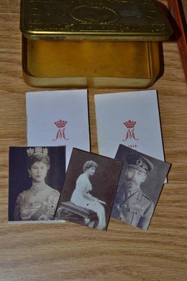 Lot 187 - A Princess Mary 1914 Christmas Tin, with original contents of cigarettes, tobacco, Christmas...