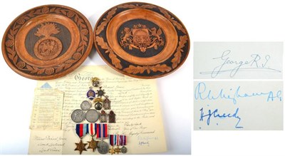 Lot 208 - Assorted Militaria, comprising: a Second World War medal trio and miniatures, with medal slip,...