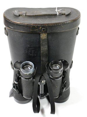 Lot 216 - A pair of German Coastal Artillery 10x50 Dienstglas Binoculars, probably by Zeiss, the black...