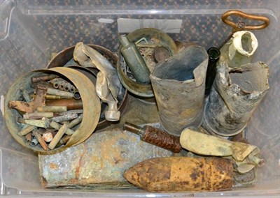 Lot 223 - A Quantity of First World War Western Front Battlefield Relics, including shell cases of...