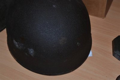 Lot 228 - A Second World War British Airborne Paratrooper's Mk.2 Helmet, with black textured paint, the...