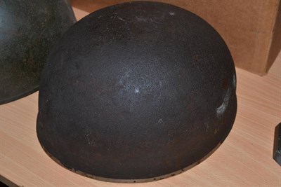 Lot 228 - A Second World War British Airborne Paratrooper's Mk.2 Helmet, with black textured paint, the...