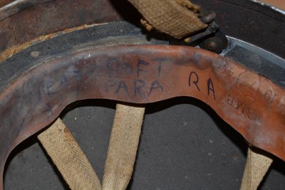 Lot 228 - A Second World War British Airborne Paratrooper's Mk.2 Helmet, with black textured paint, the...