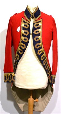 Lot 250 - An 18th Century Style Scarlet Coatee, with blue front facings, cuffs and stand-up collar, all...