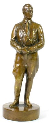 Lot 255 - A Patinated Hollow Cast Bronze Figure of Adolf Hitler, standing in SA uniform, on a circular...