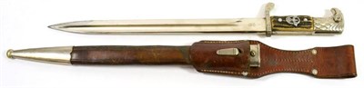 Lot 273 - A German Third Reich Police Parade Bayonet, the 32.5cm single edge plated and fullered steel...