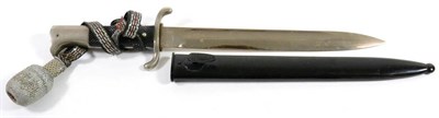 Lot 274 - A German Third Reich Fireman's Parade Bayonet, the 24.5cm single edge fullered plated steel...