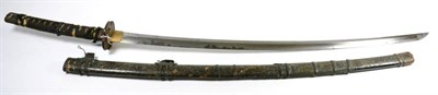 Lot 285 - A Shinto Japanese Tachi, the 77.5cm blade with broad undulating hamon, the one piece brass...