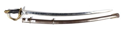 Lot 294 - A Copy of a Cuirassier Sword, with 86cm steel blade, brass triple bar hilt with ribbed leather...