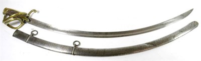 Lot 317 - A 19th Century Turkish Cavalry Sabre, the 80 cm, single edge fullered damascus blade bearing traces