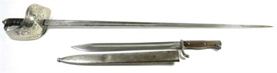 Lot 325 - A German M98/05 Butcher Bayonet, the single edge fullered steel blade stamped E & F Horster,...