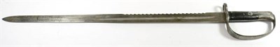 Lot 336 - A British 1879 Pattern Artillery Sawback Sword Bayonet, 65.5cm fullered blade stamped with...