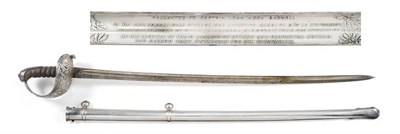 Lot 344 - A Good Victorian Silver Hilt Presentation Sword to the Staffordshire Volunteer Rifles, the 83cm...