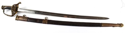 Lot 356 - A Copy of a French Model 1837 Naval Officer's Sword, the 70cm single edge double fullered steel...