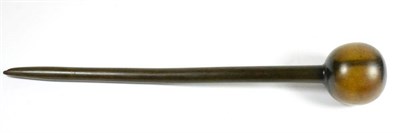 Lot 372 - A 19th Century Zulu Rhinoceros Horn Knobkerrie, with large globular head and slightly curved...