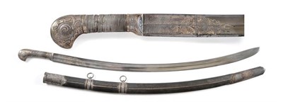 Lot 379 - A 19th Century Caucasian Shashqa, the 77cm single edge curved steel blade with three narrow fullers