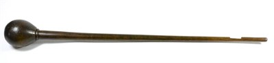 Lot 397 - A 19th Century Zulu Rhinoceros Horn Knobkerrie, the slightly ovoid head with ring turned top...