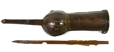 Lot 403 - An 18th Century Indo Persian Pata Hilt, lacking the blade, the gauntlet hilt with tubular grip;...