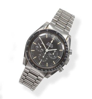 Lot 531 - A Stainless Steel Chronograph Wristwatch, signed Omega, model: Speedmaster, Professional, circa...