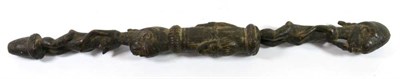 Lot 417 - A 19th Century Senufo Carved Wood Divinity/Fertility Stick, carved as the figure of a man...