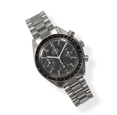 Lot 532 - A Stainless Steel Automatic Chronograph Wristwatch, signed Omega, Model: Speedmaster, circa...
