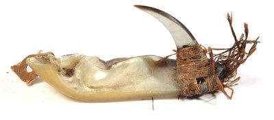 Lot 418 - A 19th Century Solomon Islands Fish Hook, carved from mother of pearl, the separate hook...