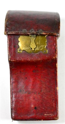 Lot 420 - A Rare 18th Century Red Crushed Leather Case for a Pair of Flintlock Pistols, of stepped wedge...