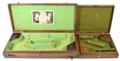 Lot 428 - A Mahogany Pistol Case, with folding brass handle, baize-lined and fitted internally for a pair...