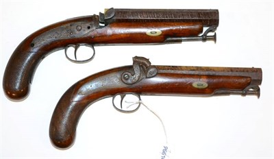 Lot 449 - A Pair of 19th Century Percussion Travelling Pistols by Mortimer, London, each with 17cm...