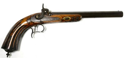 Lot 459 - A 19th Century Belgian Acier Percussion Duelling Pistol, the 23cm octagonal steel barrel...