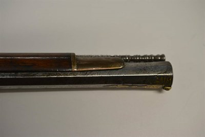 Lot 474 - A 19th Century Caucasian Flintlock Musket, the 95cm sighted octagonal damascus barrel with...