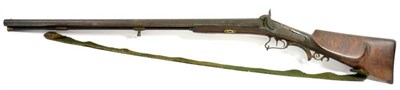 Lot 478 - A 19th Century Continental Double Barrel Percussion Sporting Gun, with 74cm damascus barrels,...