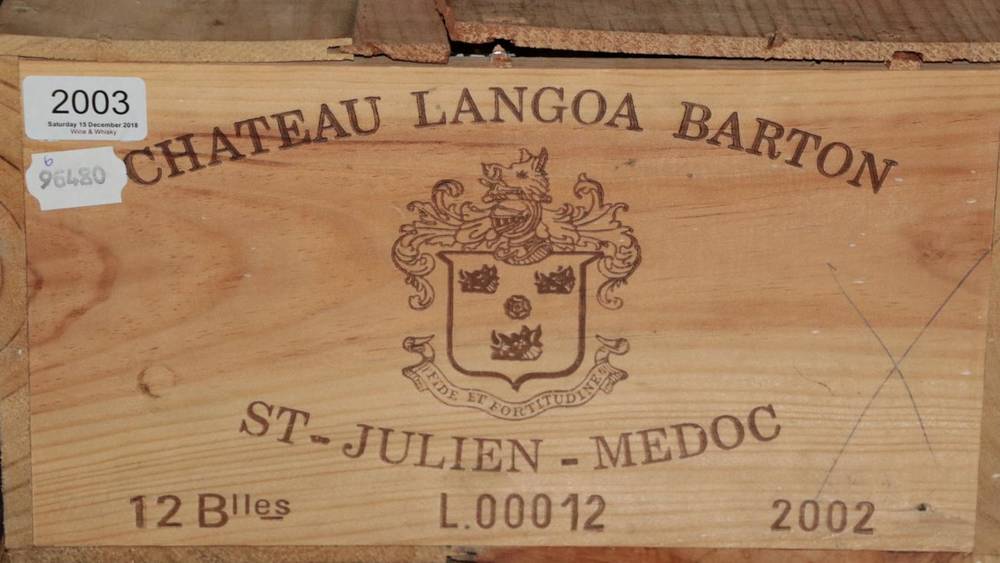 Lot 2003 - Chateau Langoa Barton 2002 Saint JulienÂ 12 bottles owc