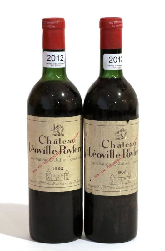 Lot 2012 - Chateau Leoville Poyferre 1962 Saint Julien 2 bottles (bn/vts)
