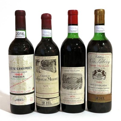 Lot 2016 - Chateau Lascombes 1969 Margaux 1 bottle. in, Chateau Cos Labory Saint Estephe 1969 1 bottle ts,...