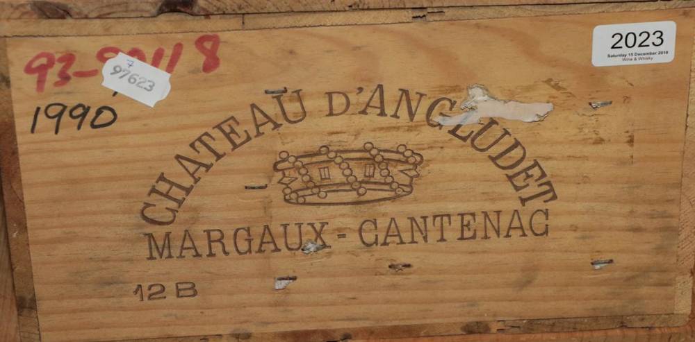 Lot 2023 - Chateau D'Angludet 1990 Margaux 12 bottles owc  The 1990 is a fine wine. It exhibits deep...