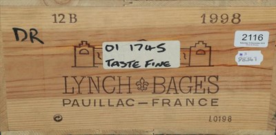 Lot 2116 - Chateau Lynch Bages 1998 Pauillac 12bottles owc 90/100 Stephen Tanzer