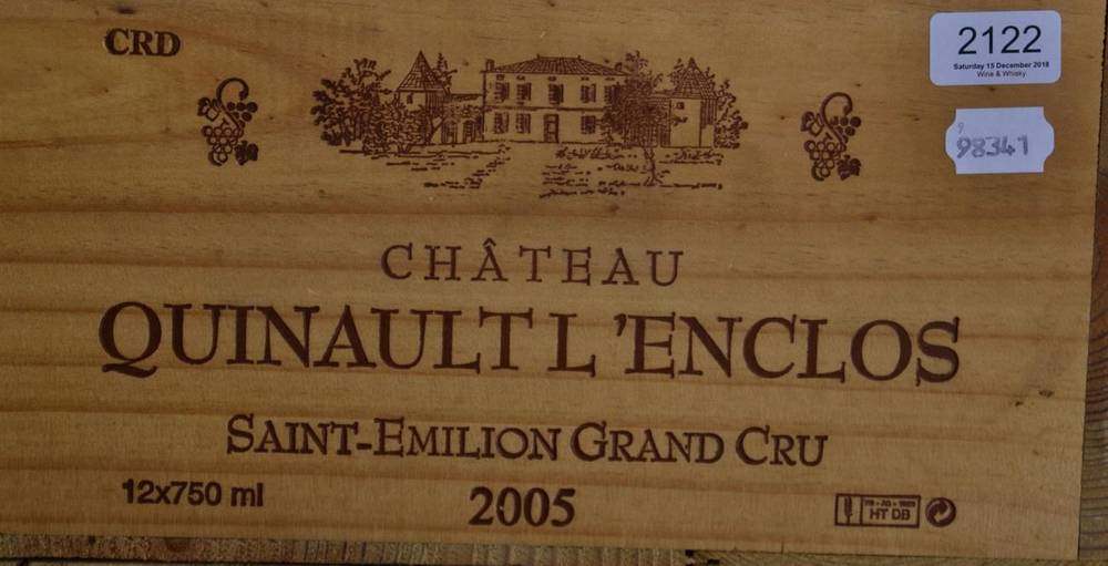 Lot 2122 - Chateau Quinault L'Enclos 2005 Saint Emilion Grand Cru 12 bottles owc