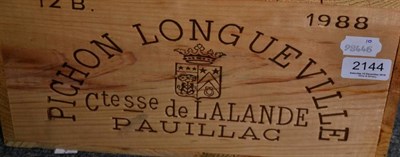 Lot 2144 - Chateau Pichon Lalande 1988 Pauillac 12 bottles owc Cellared by the Wine Society 92/100 Robert...