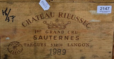 Lot 2147 - Chateau Rieussec 1989 Sauternes 12 bottles owc